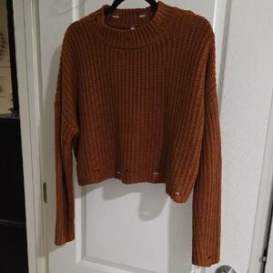 Love By Design Rust Cropped Chunky Knit Sweater